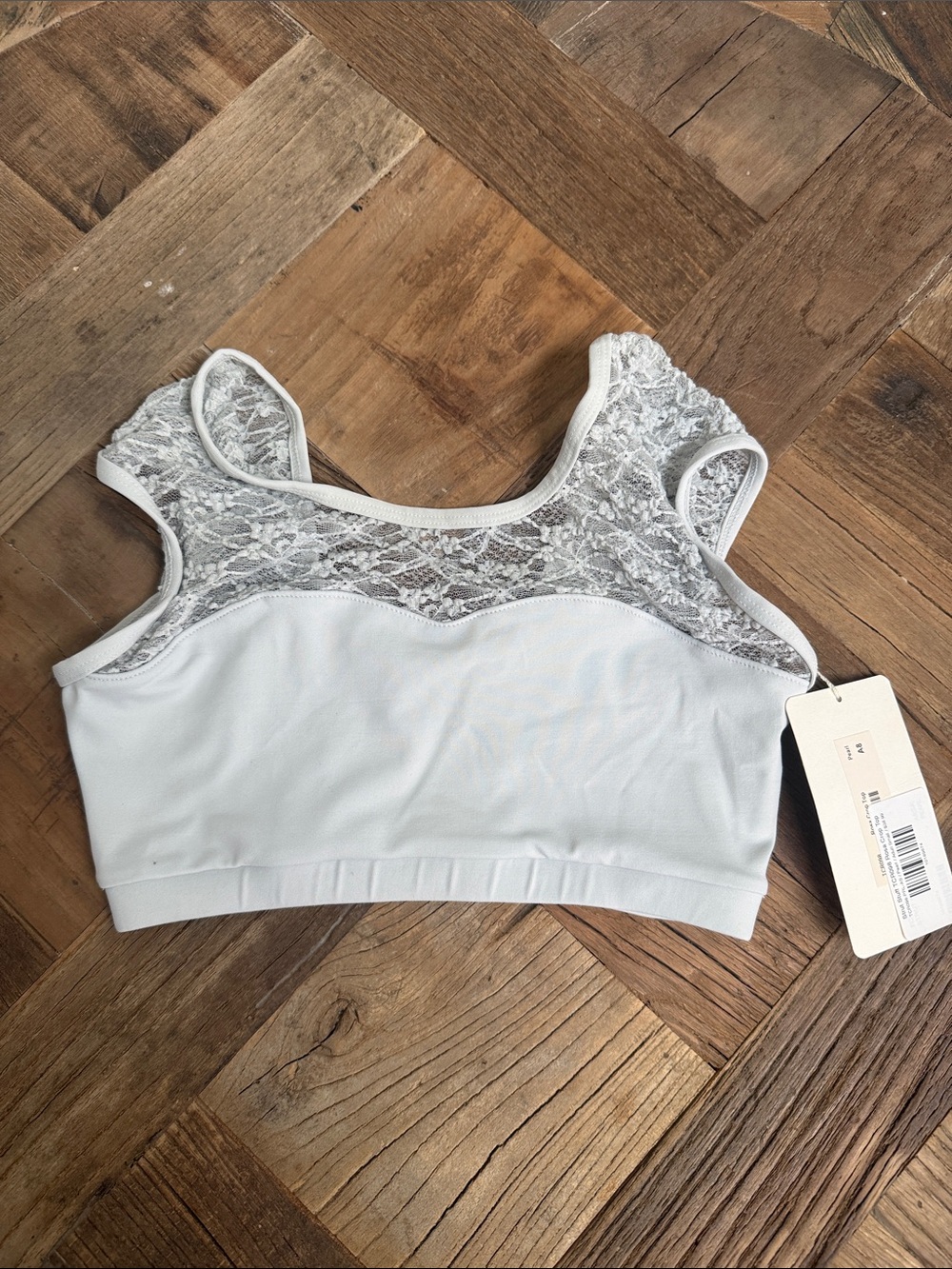 Lace-Detail Sports Bralette - Light Gray